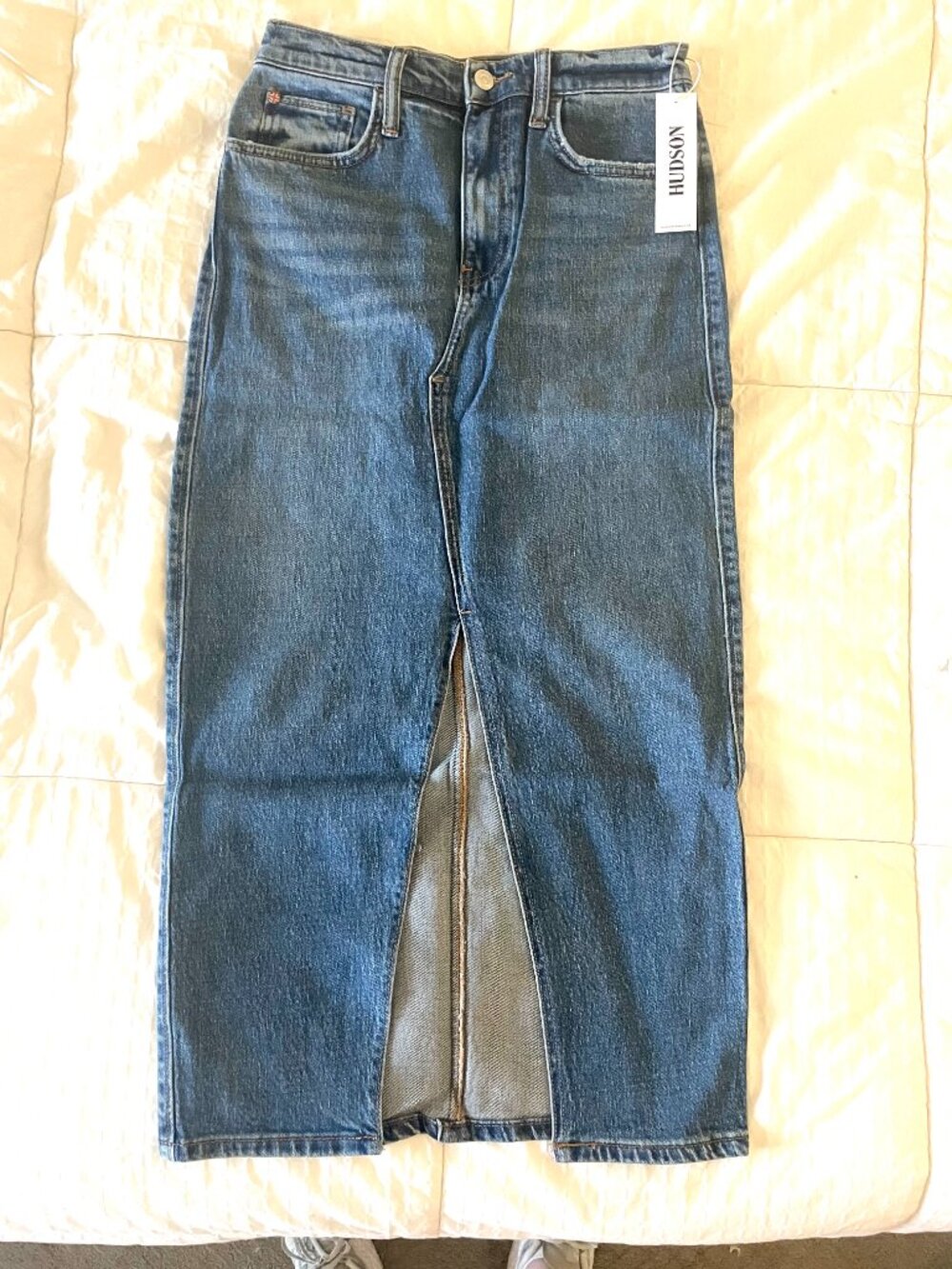Hudson Front Slit Midi Denim Skirt Size 26 - Picture 2 of 4